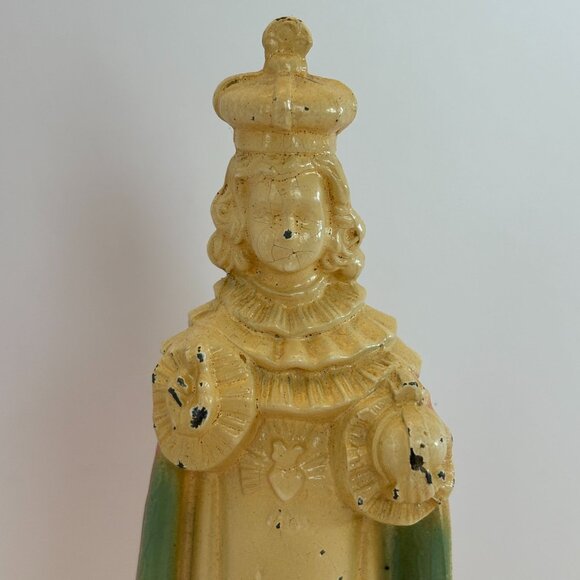 D C Overbagh Infant Of Prague Figurine Statue Catholic Statue Cast Metal 5" Vtg - Picture 2 of 16